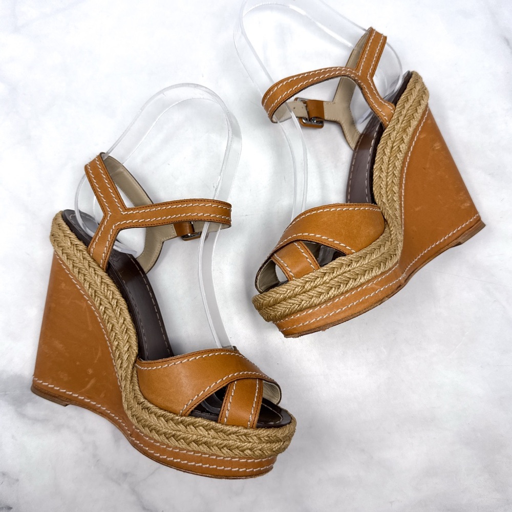Christian Louboutin Vintage Y2K Almeria Leather Platform Espadrille Sandal Heels - Picture 7 of 14